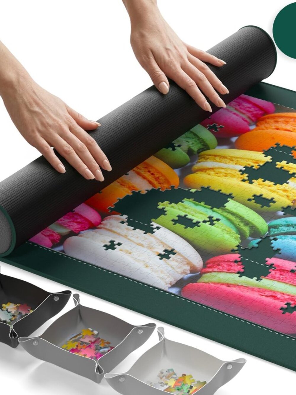 The Original Jigsaw Puzzle Mat Roll Up, Forest Green, 39.4” x 23.6” Portable Kee